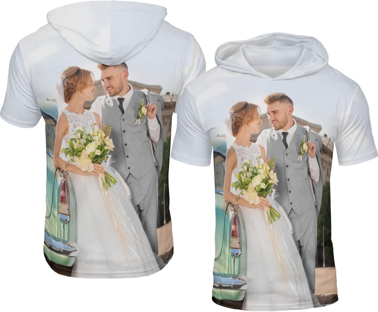 Custom Hoodie Shirts Bulk for Men Women Personalized Short Sleeve Shirts with Picture Text Logo Customized T Shirts Hood