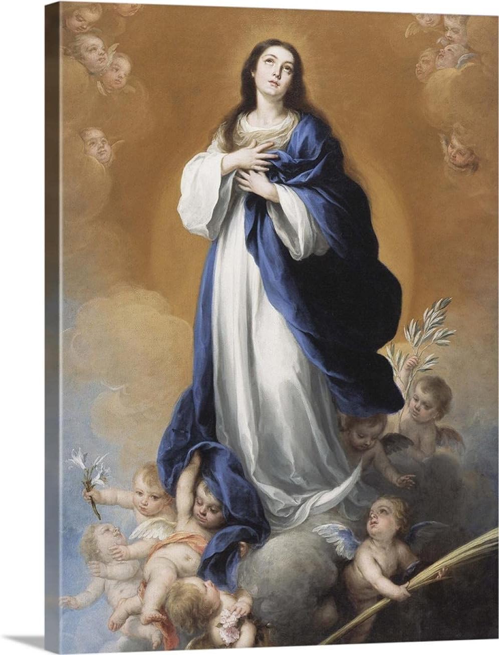 SYSMYXGS Colorful DIY Paint by Numbers for Adults Beginner Kids Oil Canvas Painting Kits Easy Drawing Paintwork with Brushes Acrylic Pigment@ — The Immaculate Conception, by Bartolome Esteban Murillo