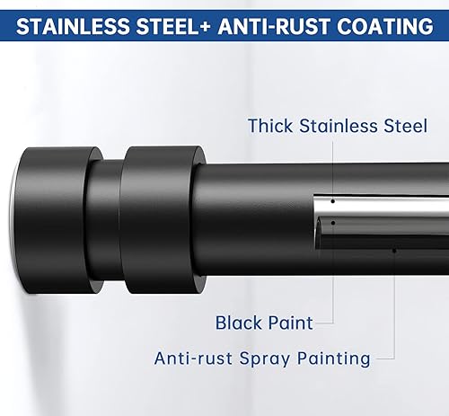 Miniatura 4 de BRIOFOX Simple - Barra de cortina de ducha, tensión moderna para barra de ducha, a prueba de óxido, antideslizante, de 42 a 72 pulgadas, acero