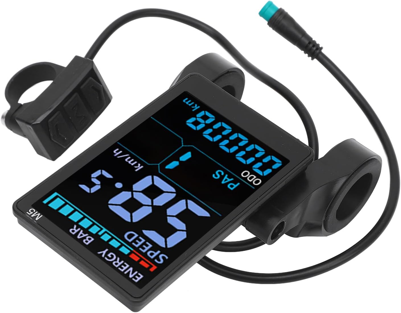 Asixxsix E Bike Display, ABS LCD Meter with Backlight and Smart Chip for Real Time Data, Bike Speedometer Odometer for Mountain Scooter