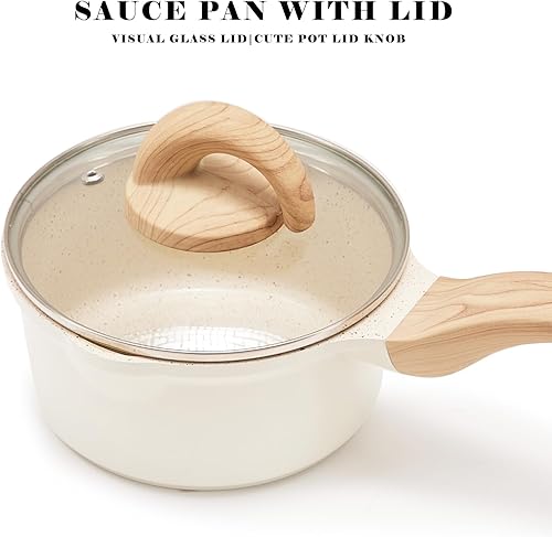 Miniatura 6 de Juego de ollas y sartenes antiadherentes de cerámica con punto de granito, juego de 3 piezas de utensilios de cocina de cocina con sartén y