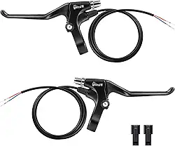 Alavancas de freio para bicicleta elétrica ou scooter E, manivela de freio, 2 fios, peças de reposição para bicicleta esquerda e direita (1 par), comprimento do cabo de 1,2 m