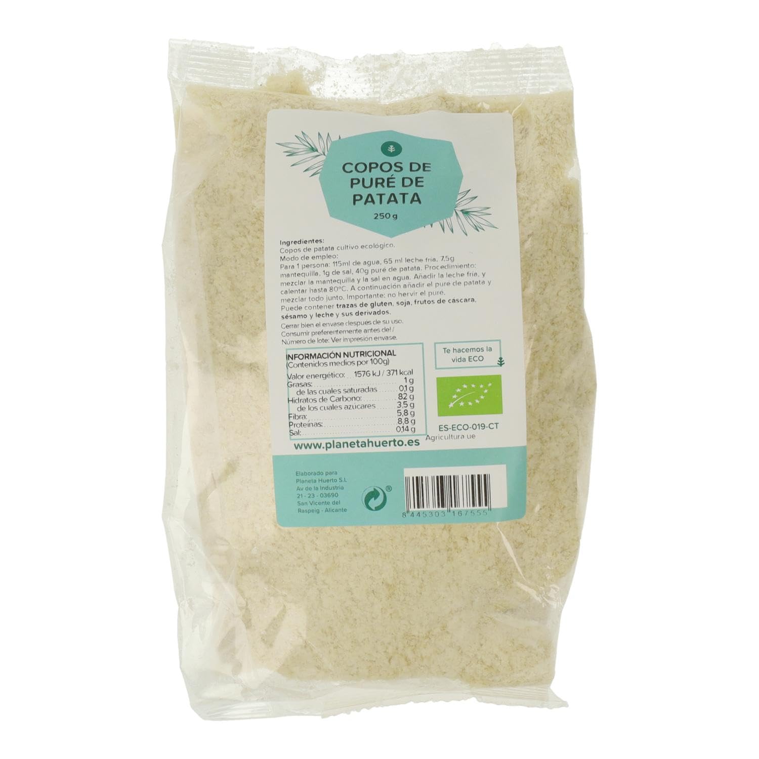 Copos Puré de Patata ECO 250g – Puré Instantáneo Ecológico