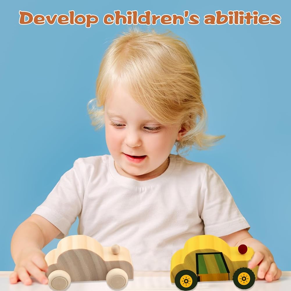 Agmoctz 42 Unfinished Wooden Cars Crafts Painting,Suitable for Kids Family Activities Art Crafts Projects, Woodworking Gifts - Image 5