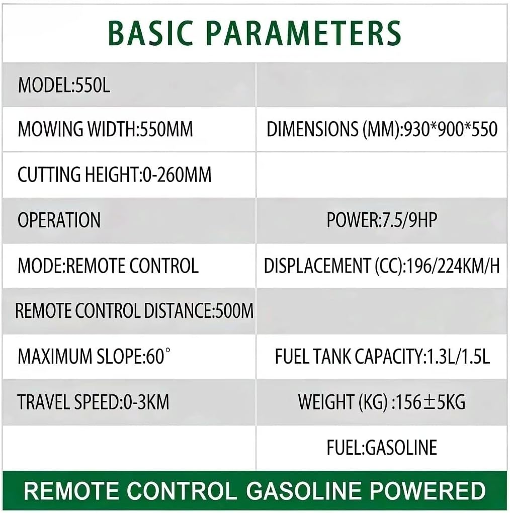 Remote Control Crawler Mower, 21.5-Inch Cutting Width, Self-Propelled Tracked Mower, 60° Slope Capability, 1640ft Remote Range, Adjustable Cutting Height 0-10.2 Inches for Challenging Terrain