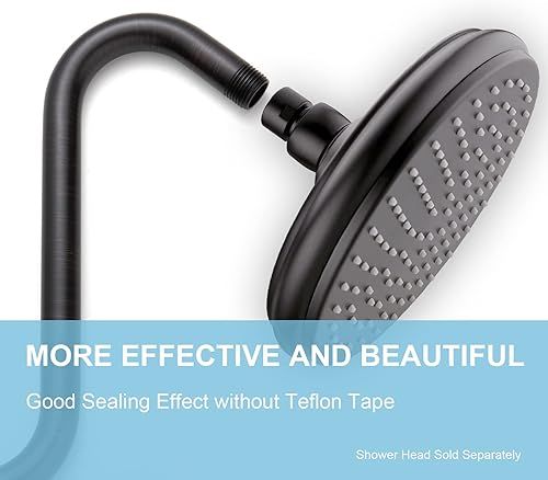 Vista 118 de OFFO Extensión de cabezal de ducha de 12 pulgadas, brazo en forma de S de bronce aceitado con brida, extensión de ducha de cuello de ganso de gran