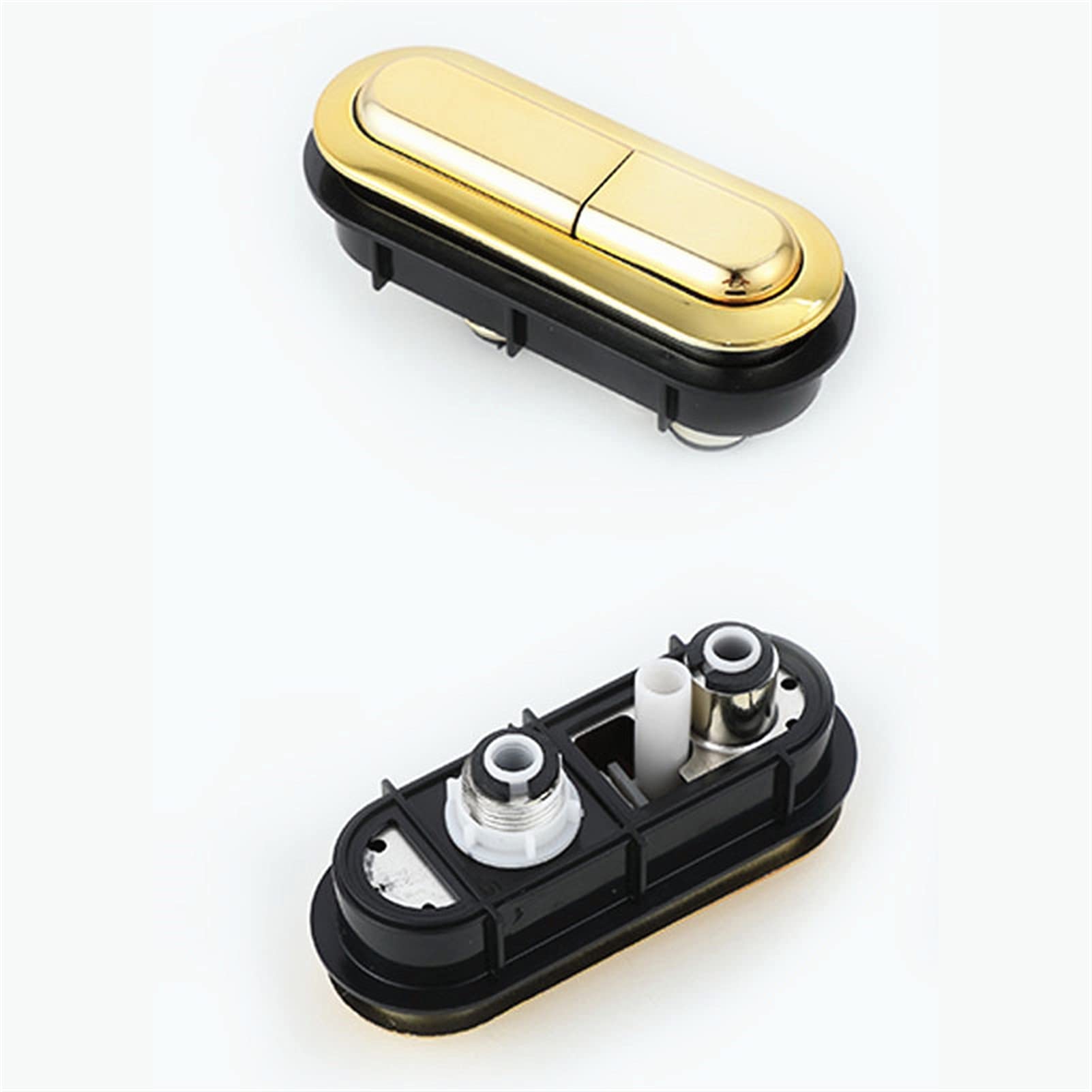Pulsante di Scarico del WC, Doppio Pulsante WC in plastica Color Oro, Pulsanti Doppi WC 110X40mm, Accessori for Scarico Serbatoio Acqua WC, Pulsante Serbatoio WC J18260