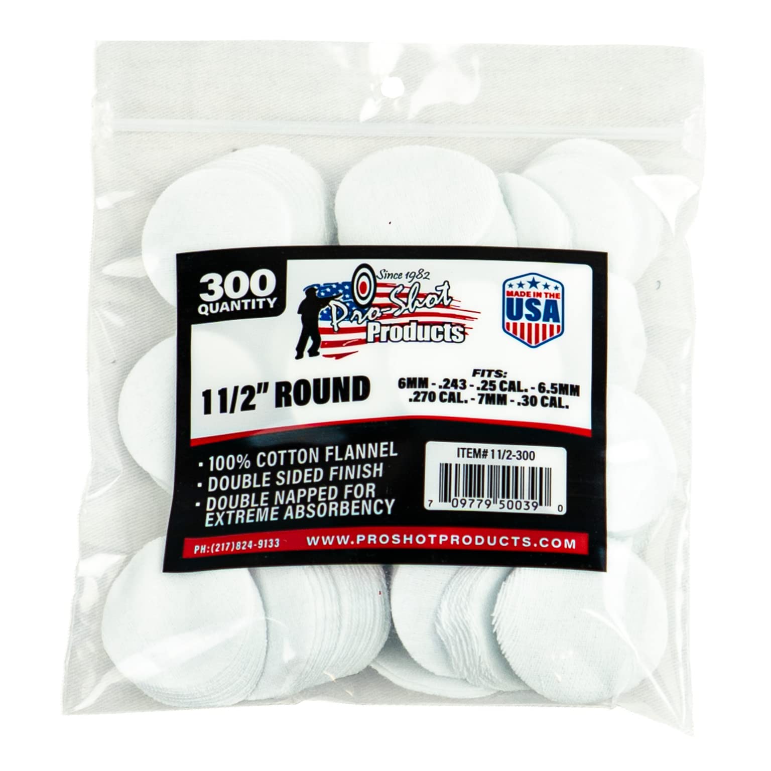 Pro-Shot Premium Gun Cleaning Patches – 100% Cotton Flannel, Superior Weave Technology, Double-Napped for Maximum Absorbency – Lint-Free, Solvent Ready, Caliber Fits - Made in USA