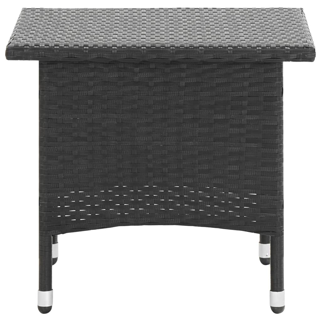Stolik pomocniczy czarny 50 x 50 x 47 cm polirattanowy | Odporny na warunki atmosferyczne rattan PE, malowana proszkowo rama stalowa, do ogrodu, na taras