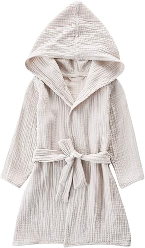 Bata de baño de algodón orgánico, suave y transpirable, bata de bebé para niños, bata de muselina con capucha para niños y niñas