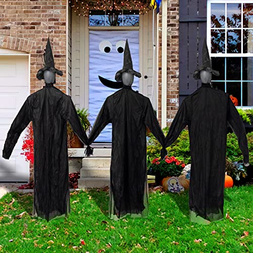 Vabamna Witch Halloween Decorations Outdoor - 3Pcs Light Up Halloween Witch Stakes Holding Hands For Scary Halloween Yard, Patio, Haunted House Decorations Outside #TOP6