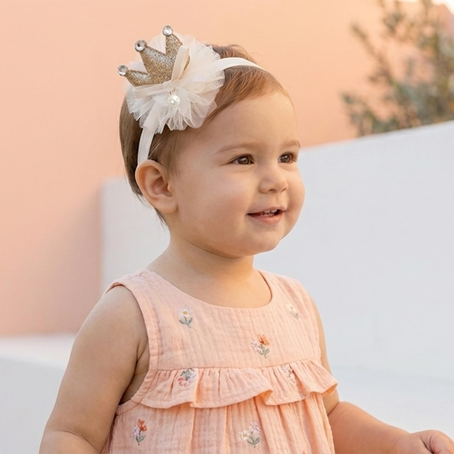 SYGA 3 Pcs Baby Girl Headband Soft Flower Bow Strechable Hairband Suitable For Newborns, Infants, Toddlers And Kids 0-3 Years(Color - 1001), Pink 4
