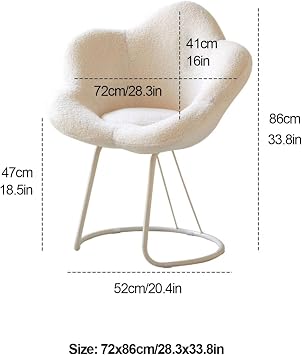 Creative Design Flower Vanity Stool, Petal Backrest Chair, Makeup Chair with Cushioned Backrest, Vanity Stool with Metal Legs, Vanity Chair for Living Room,Bedroom,Vanity,White