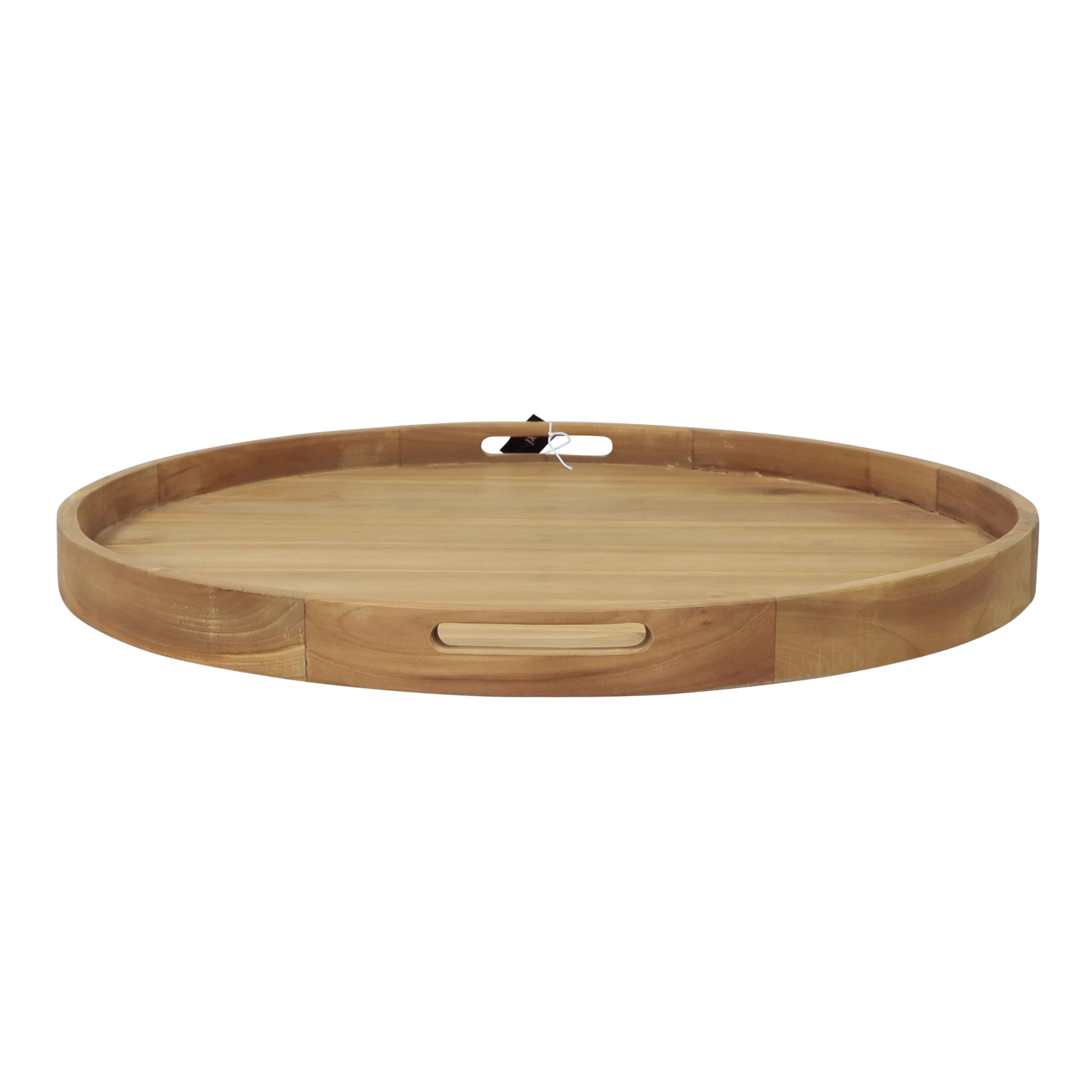 AXI Dewi Bandeja Redonda de Madera de Teca Diam 80 cm | Plato con Asas Abiertas y Borde Elevado Bebidas, Vasos y Accesorios.