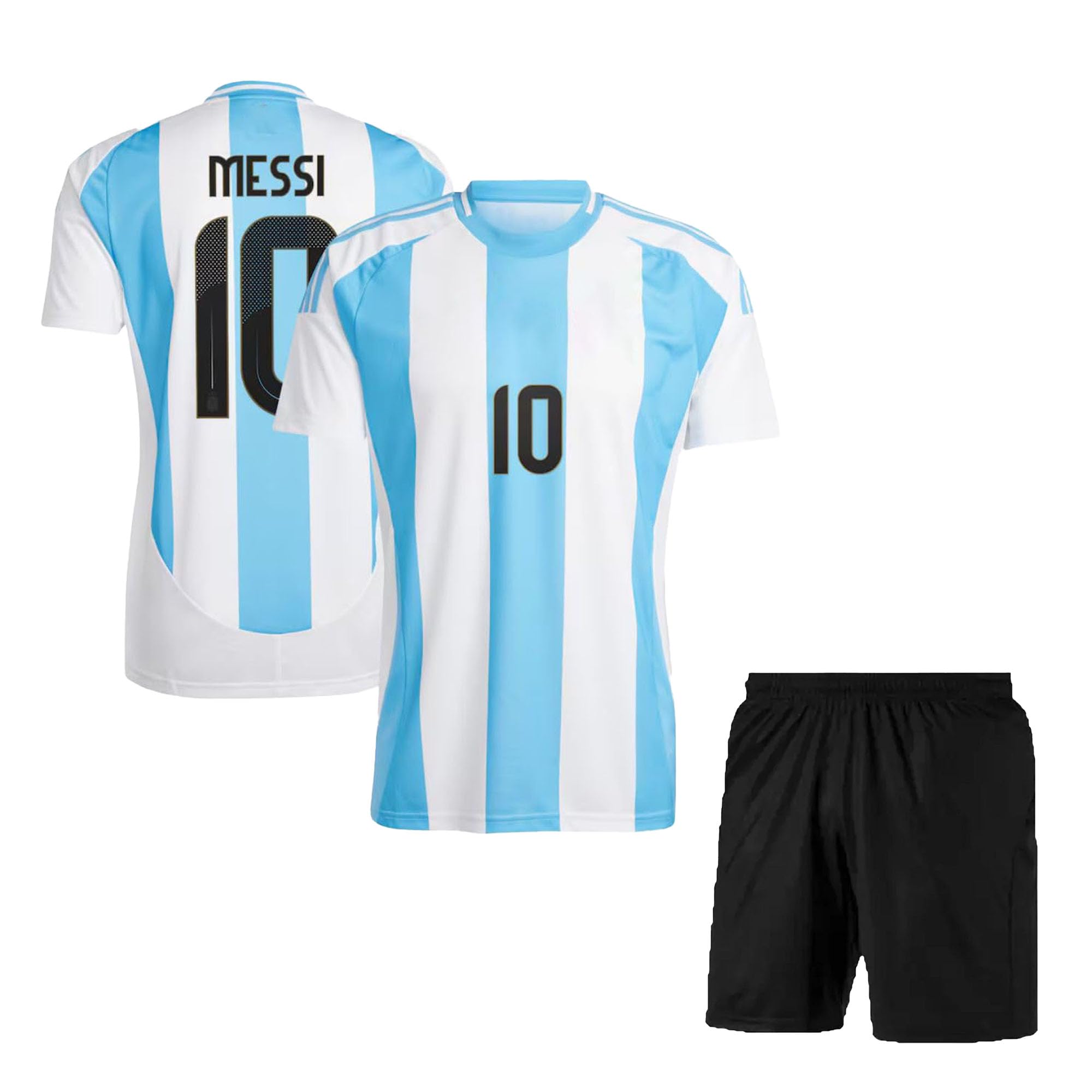 Football Soccer Barce Messi 10 Jersey Set Football T-Shirt with Black Shorts (Kid's, Boy's & Men's)-picture-31