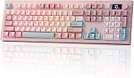 EPOMAKER Aula S102 PRO Membrane Gaming Clavier avec TFT Écran, bouton de volume & Numéro Pad, BT/2.4G/USB, RGB Backlit, Structure en silicone crémeuse, Clavier silencieux pour PC Jeu/Bureau (Pink)