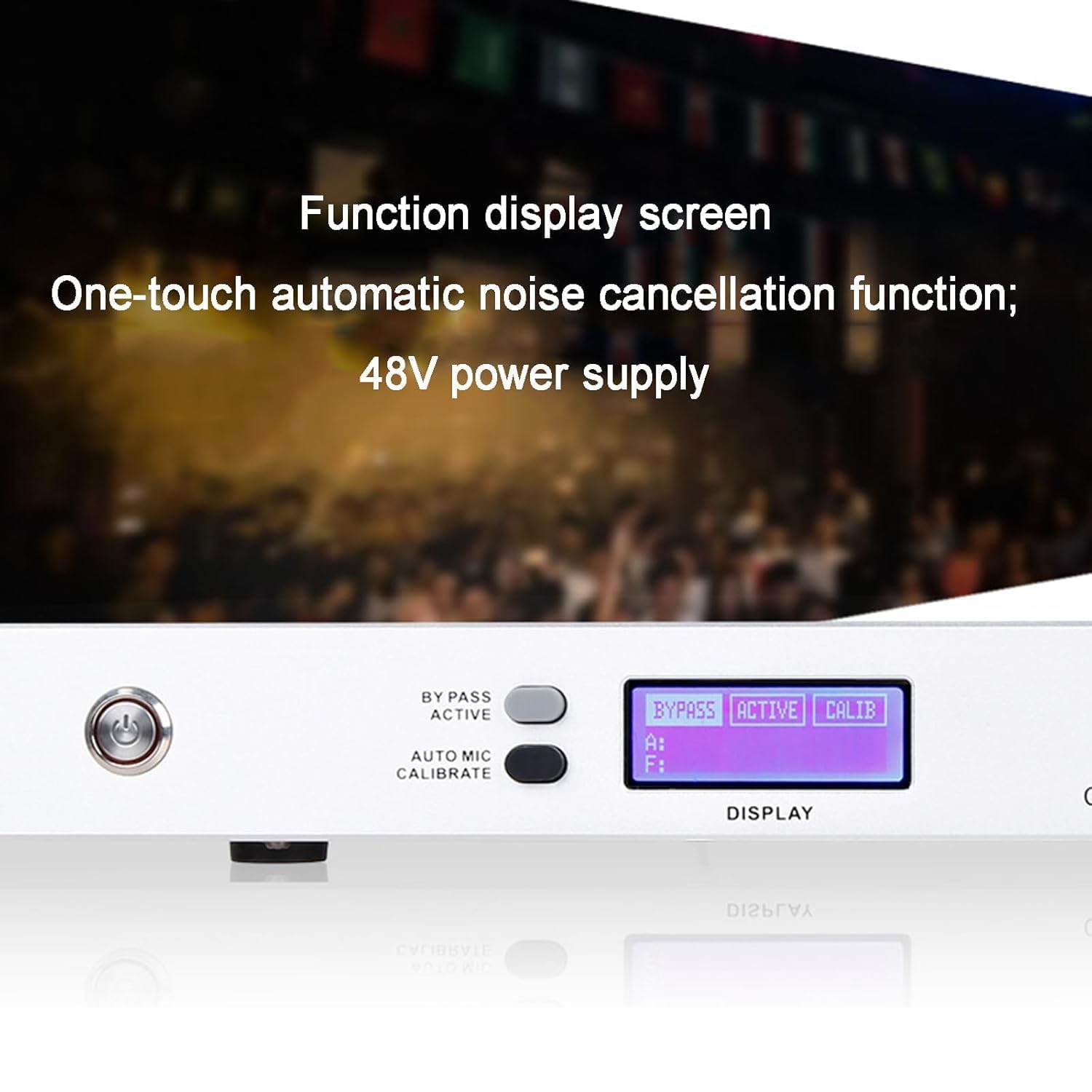 Supresor de retroalimentación profesional, procesador de audio antiaullidos con reducción de ruido, entrada de cuatro canales de 48 V para karaoke y salas de conferencias