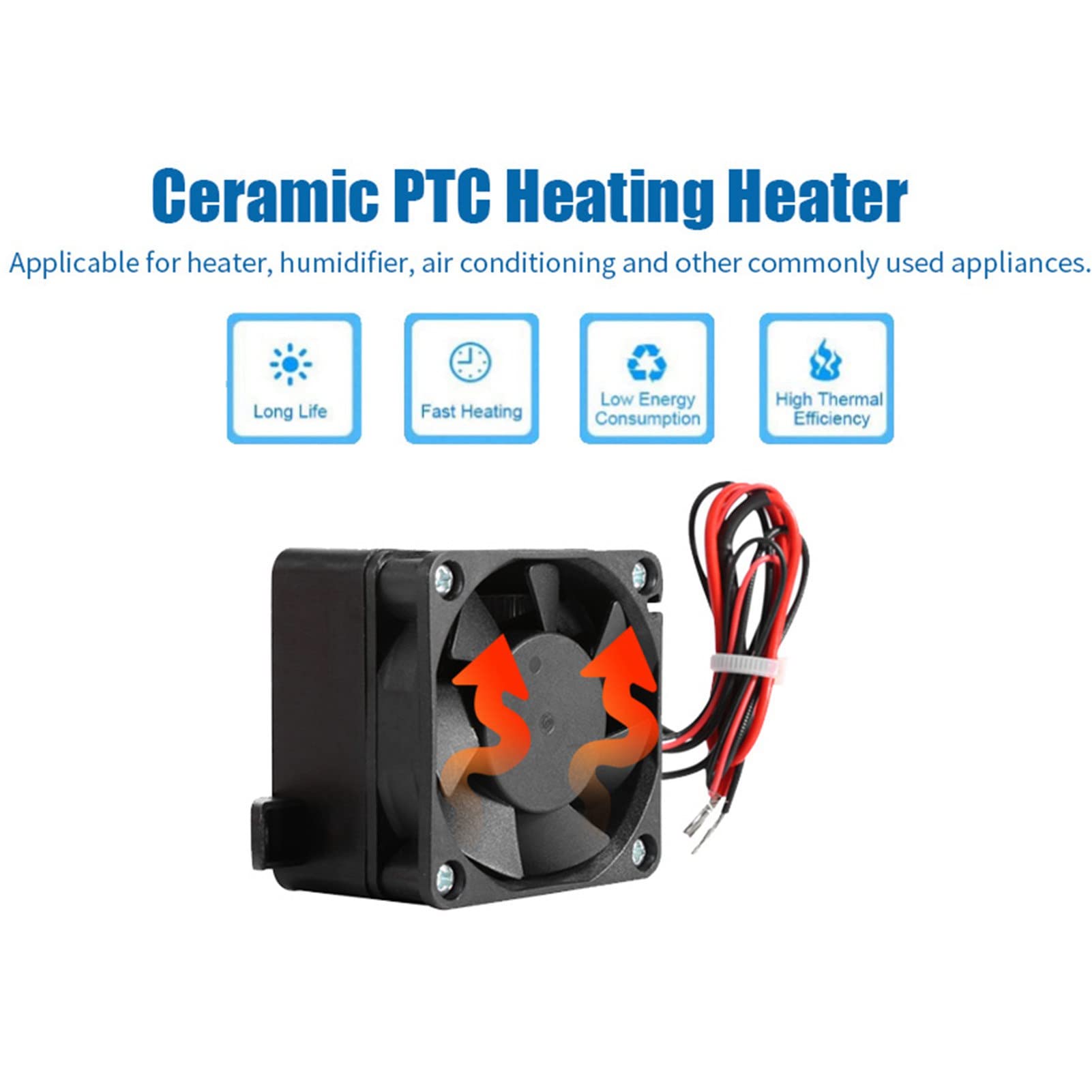 Fdit Riscaldatore PTC, Elemento Riscaldante 12V/24V 180W/300W con Ventola per Umidificatore Dell'aria Condizionata 60x60mm Riscaldatore Automobilistico (12V 150W)