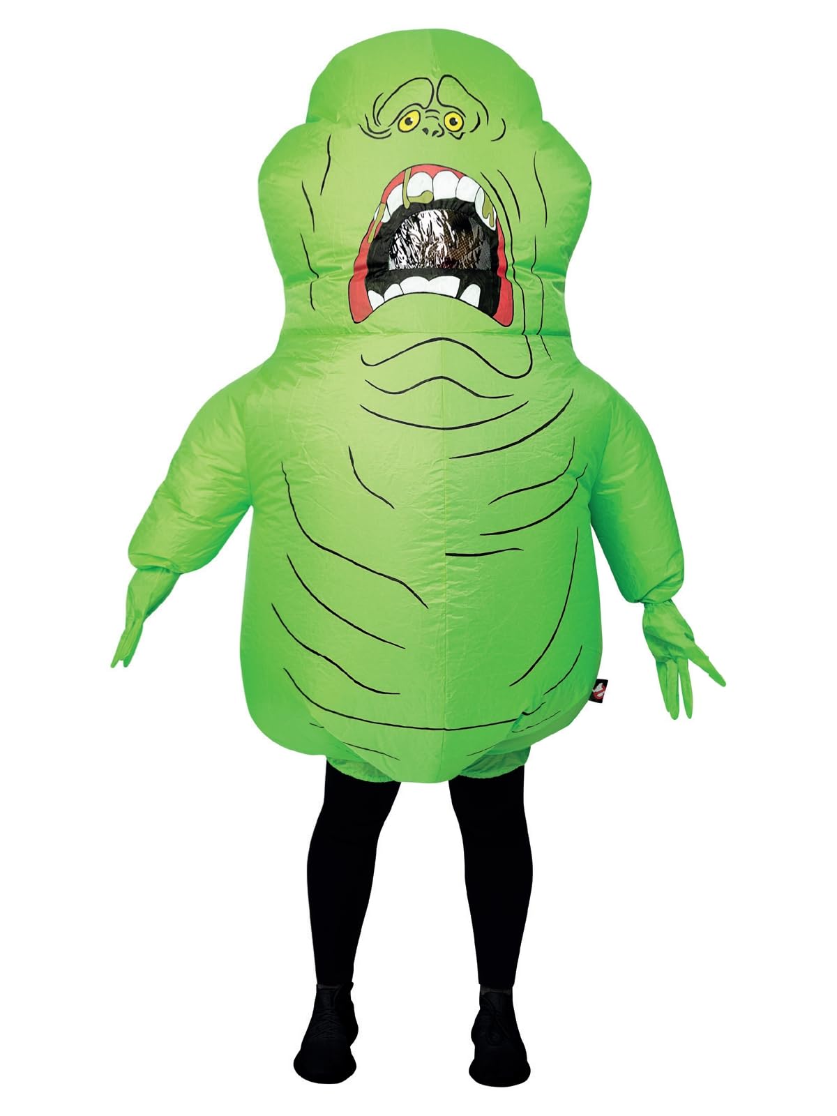 Smiffys Ghostbusters Inflatable Slimer Costume for Adults, All-in-One with Self-Inflating Fan, Green, Officially Licensed with Ghostbusters Badges, Ideal for 80s Themed Halloween Parties and Students