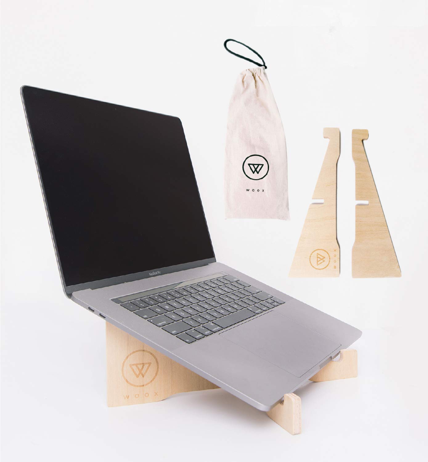 Woox Laptop Stand for Desk, Laptop Holder Riser Computer Stand, Portable, Eco-Friendly Wood - Compatible with MacBook Air, MacBook Pro, HP, Dell, Lenovo and More (Slim (MacBook))