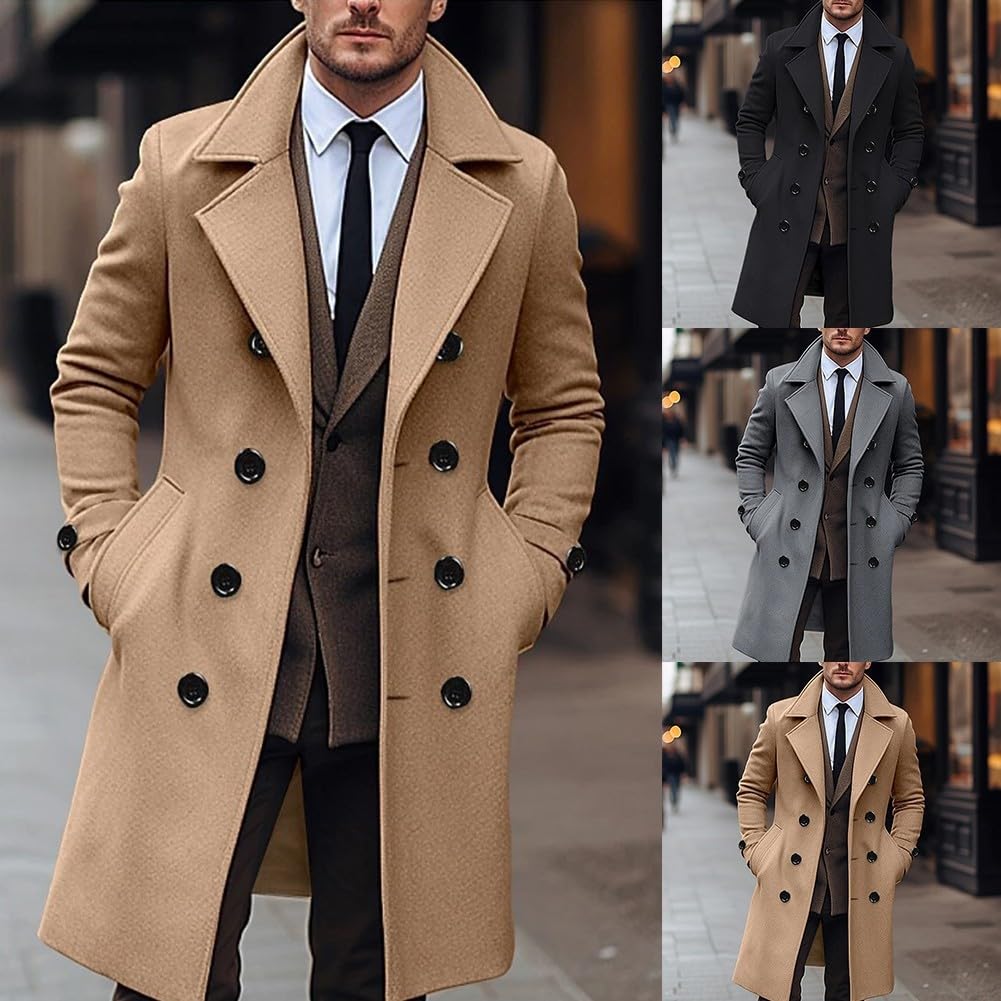 Dressy - Trench da uomo con caratteristiche classiche, perfetta per l'autunno e l'inverno (L kaki)