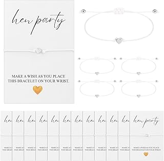 Quelay 12 Sets Women Weekend Trip Gift Favors for Hen Party Bachelorette Party Wish String Bracelets with Card Heart Bracelets Gifts for Bride Team Wedding Bachelorette Bridal Shower Accessories