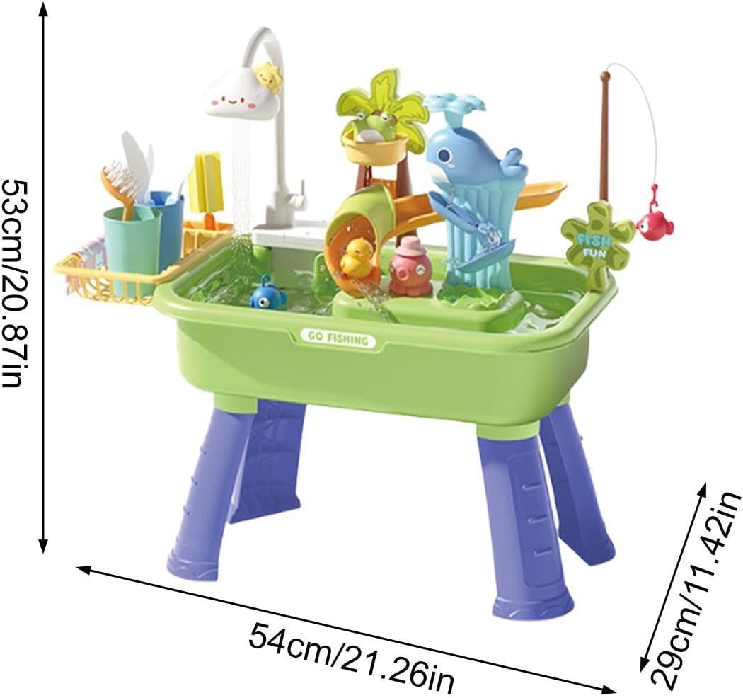 Water Play Table - Kitchen Play Sink Toy | 4 in 1 Toy Sink with Running Water and Pump,for Boys Girls Ages 4-8 Summer Outdoor Pool