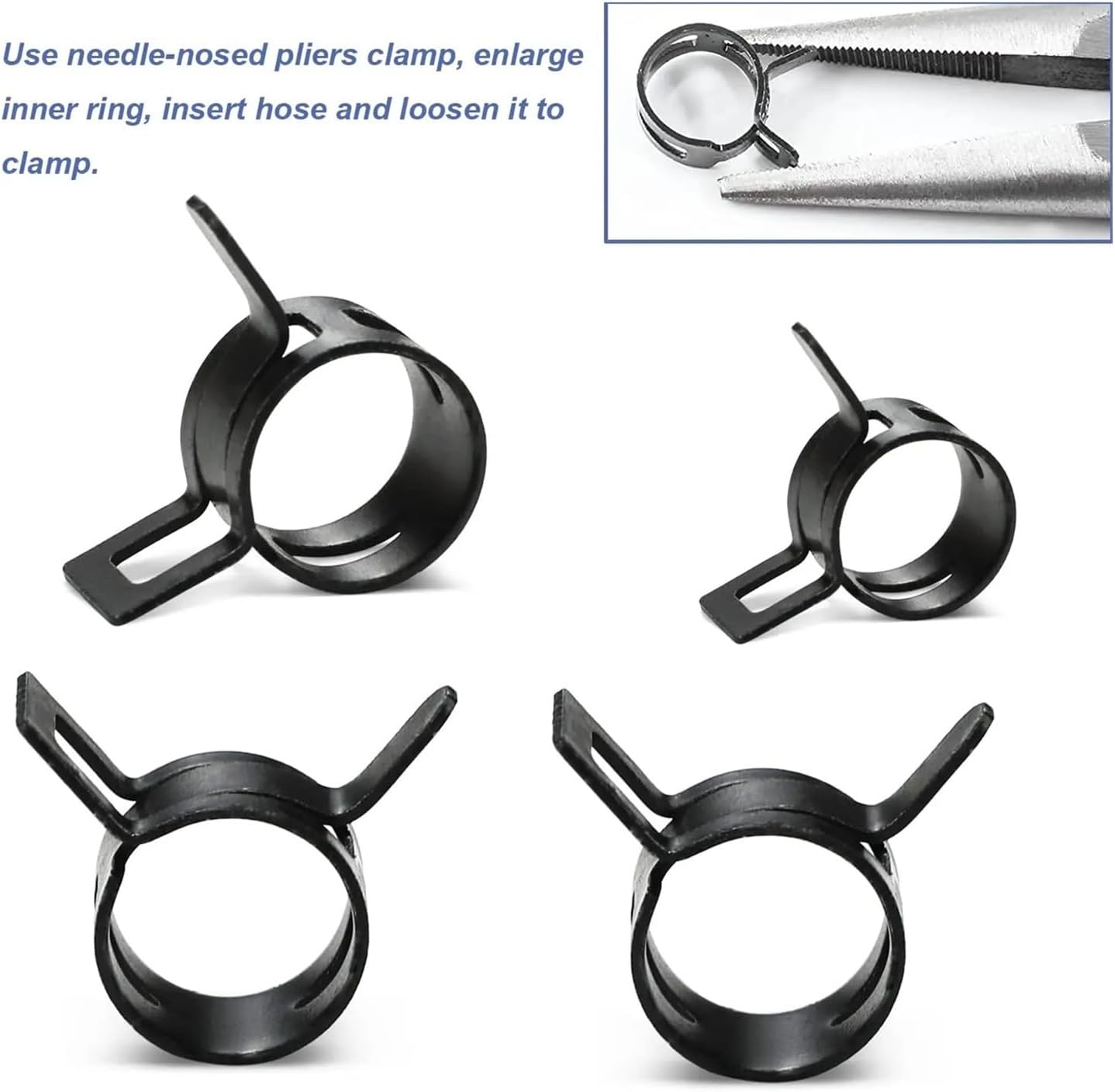 24Pcs Spring Hose Clamp Assortment – 6-46mm for Water & Air Pipes, Plumbing Use(30mm)