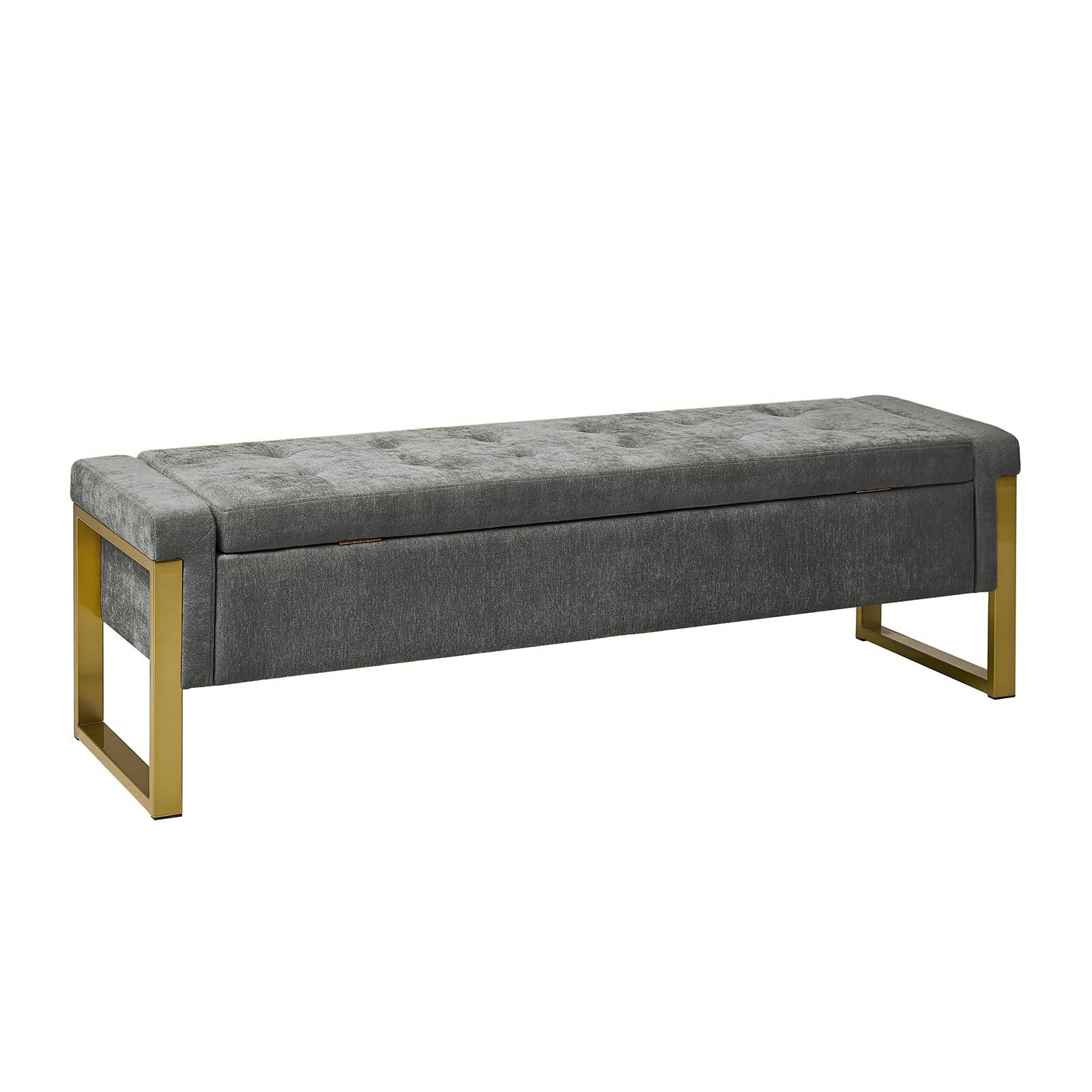 EcoHarbor Living Storage Ottoam Bench, End of Bed Bench with Gold Metal Legs, Upholstered Storage Bedroom Bench Modern Footrest Stool for Living,