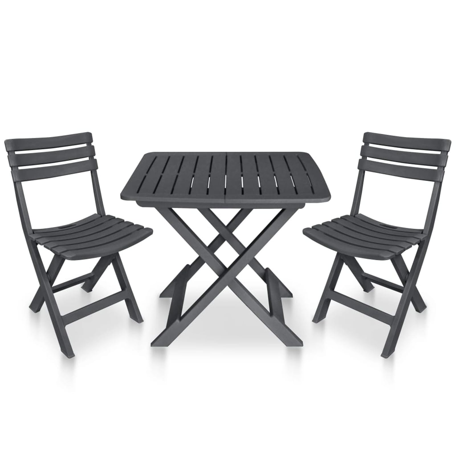 3-TLG. Bistro-Set BalkonmöBel Set Bistroset Balkonset Gartengarnitur Sitzgruppe Bistrosets Balkon MöBel Klappbar Kunststoff Anthrazit