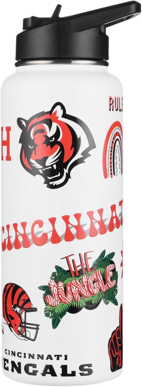 The Memory Company Officially Licensed NFL 34oz Water Bottle - Premium Stainless Steel Double-Wall Insulated, Leakproof Design