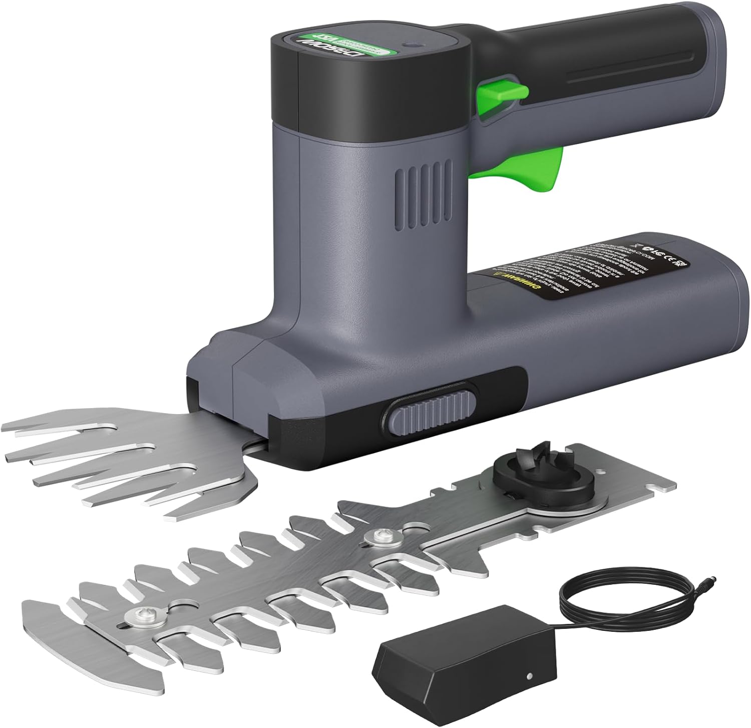 12V Mini Cordless Grass Shear & Hedge Trimmer, 2-in-1 Handheld Electric Shrub Trimmer/Bush Cutter, Battery and Charger Included (WHT12)