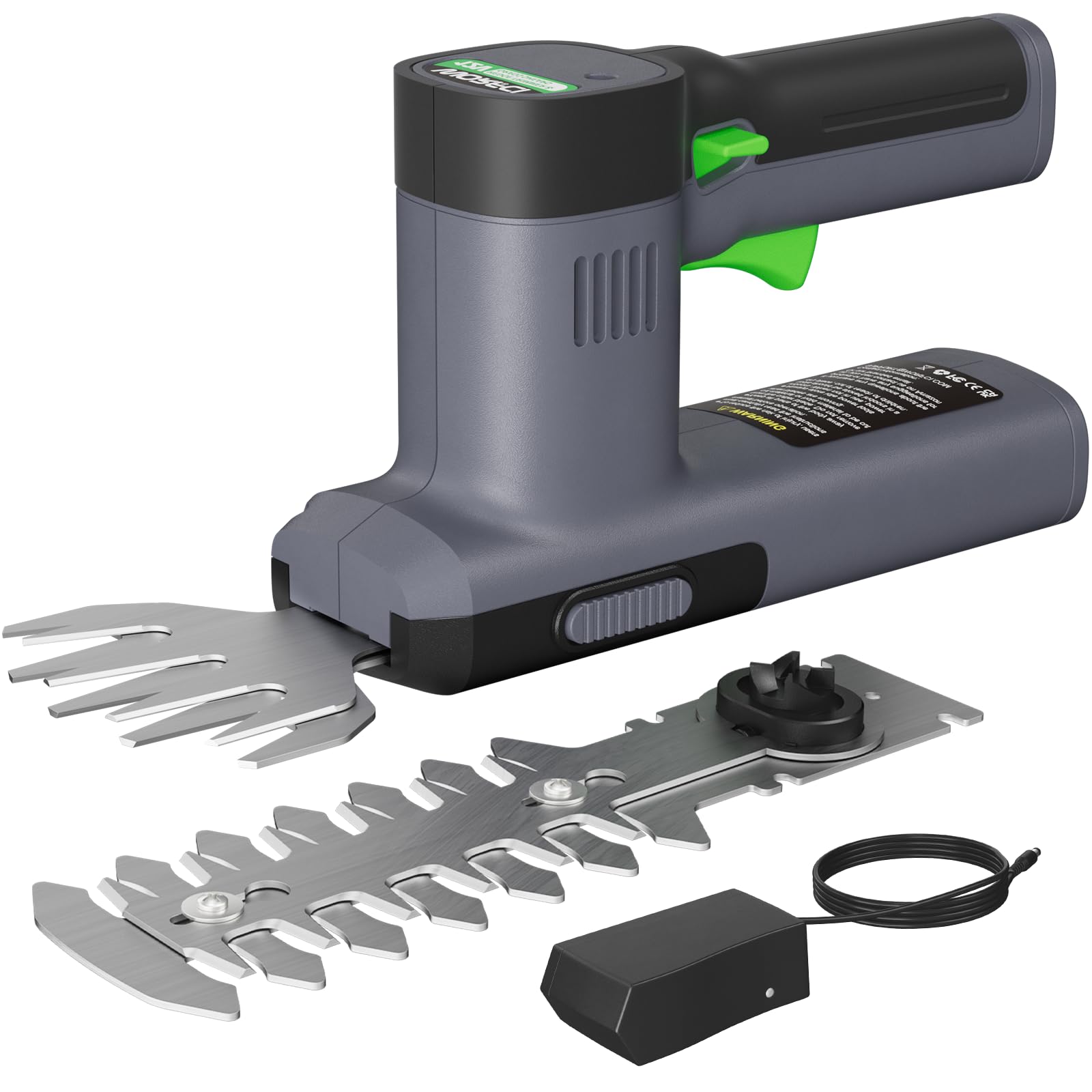 Cisaille à Gazon/Taille-haie sans Fil 12V avec Batterie 2000mAh, 2 en 1 Electrique Cisaille de Jardin/Taille Haies (WHT12)