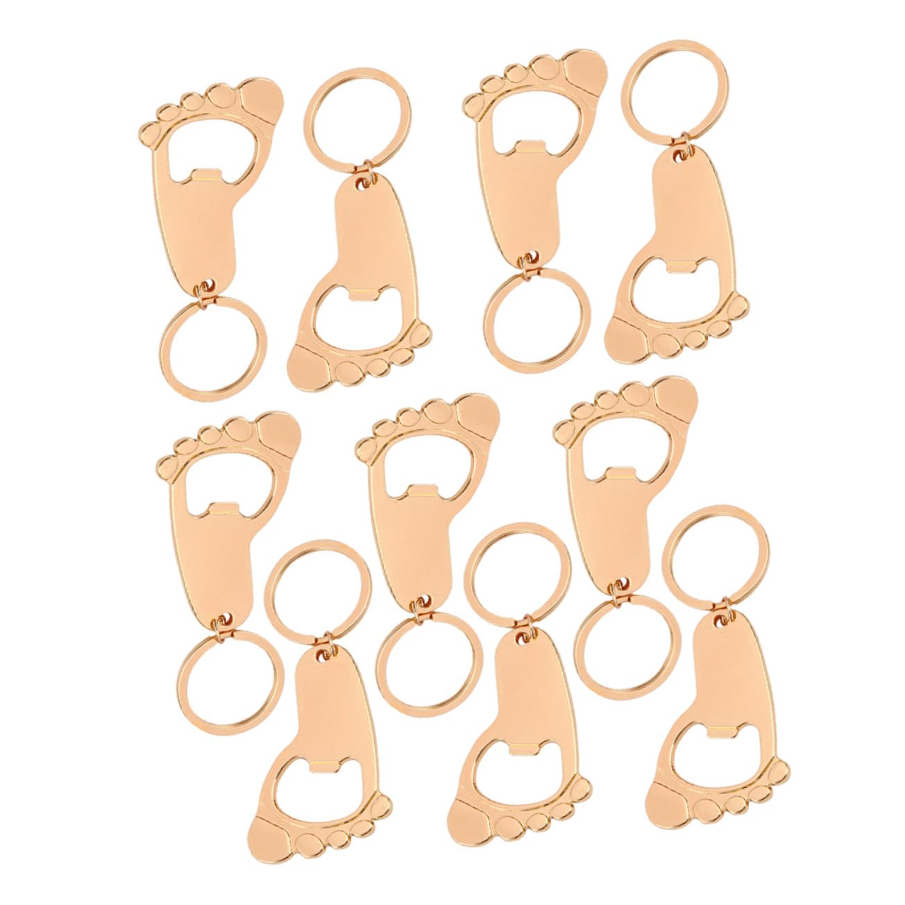 Porte-clés empreinte de bébé en métal doré avec ouvre-bouteille de baby shower chic