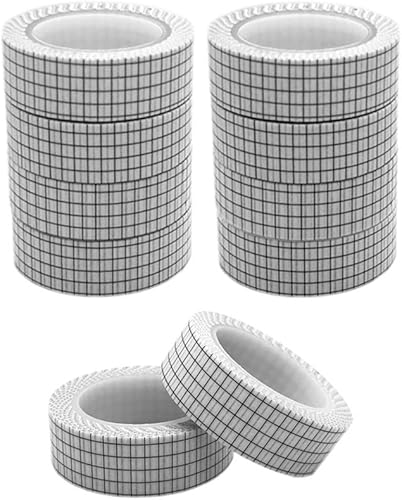Juego de 10 rollos de cinta Washi de rejilla blanca de 33 pies 35 pulgadas de ancho, cintas adhesivas para manualidades, planificadores de álbumes