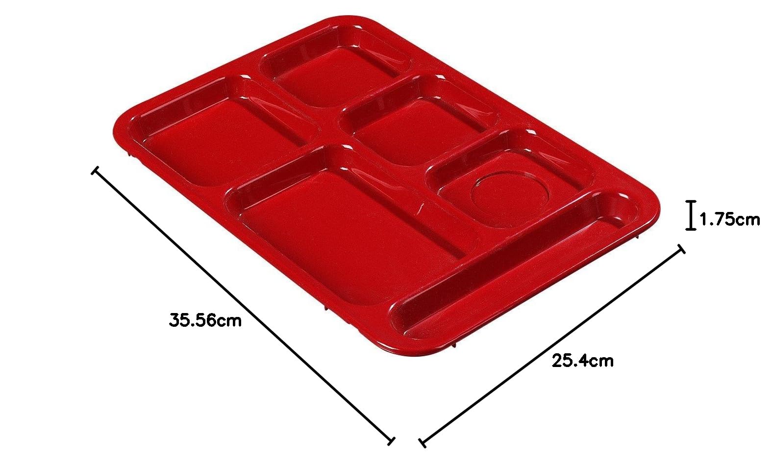 CFS Lot de 24 Plateaux à 6 Compartiments pour droitier, 25,4 x 35,6 cm, Rouge