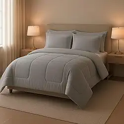 Edredom 06 Peças Queen Dupla Face Aconchego Casa Dona (Cinza)