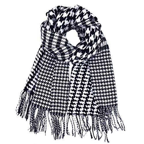 Bavette femmes imitation châle à franges à carreaux noir et blanc hiver