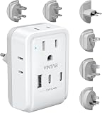 Amazon product image of VINTAR Universal Travel Adapter Kit, Type A,C,G,D,I,M Detachable Plug | 7 in 1 International Power Adapter with 4 Outlets 3 USB(2 USB-C), Travel Adaptor Worldwide for US EU UK India South Africa