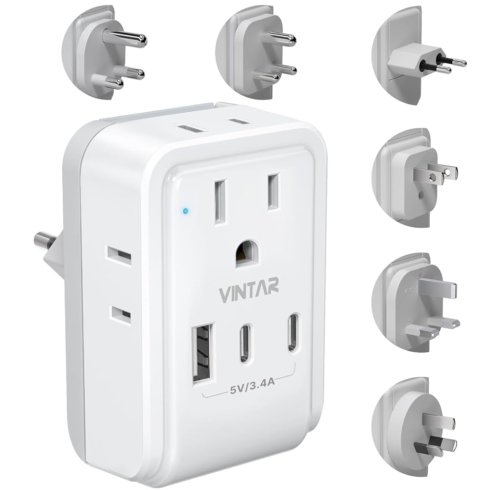 VINTAR Universal Travel Adapter Kit, Type A,C,G,D,I,M Detachable Plug