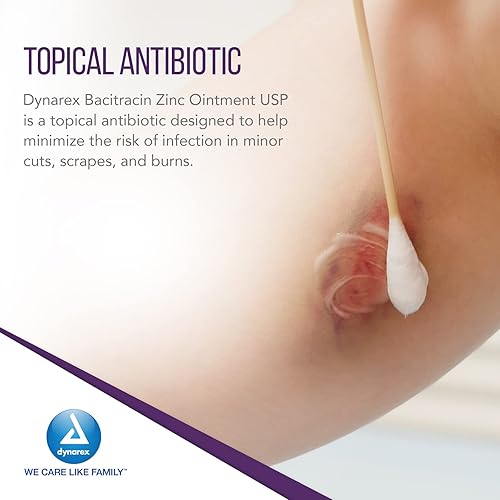Miniatura 3 de Dynarex Bacitracin Zinc Ungüento USP - Crema para quemaduras y ungüento antibiótico para cortes menores, erupciones de pañales, cuidado de heridas y