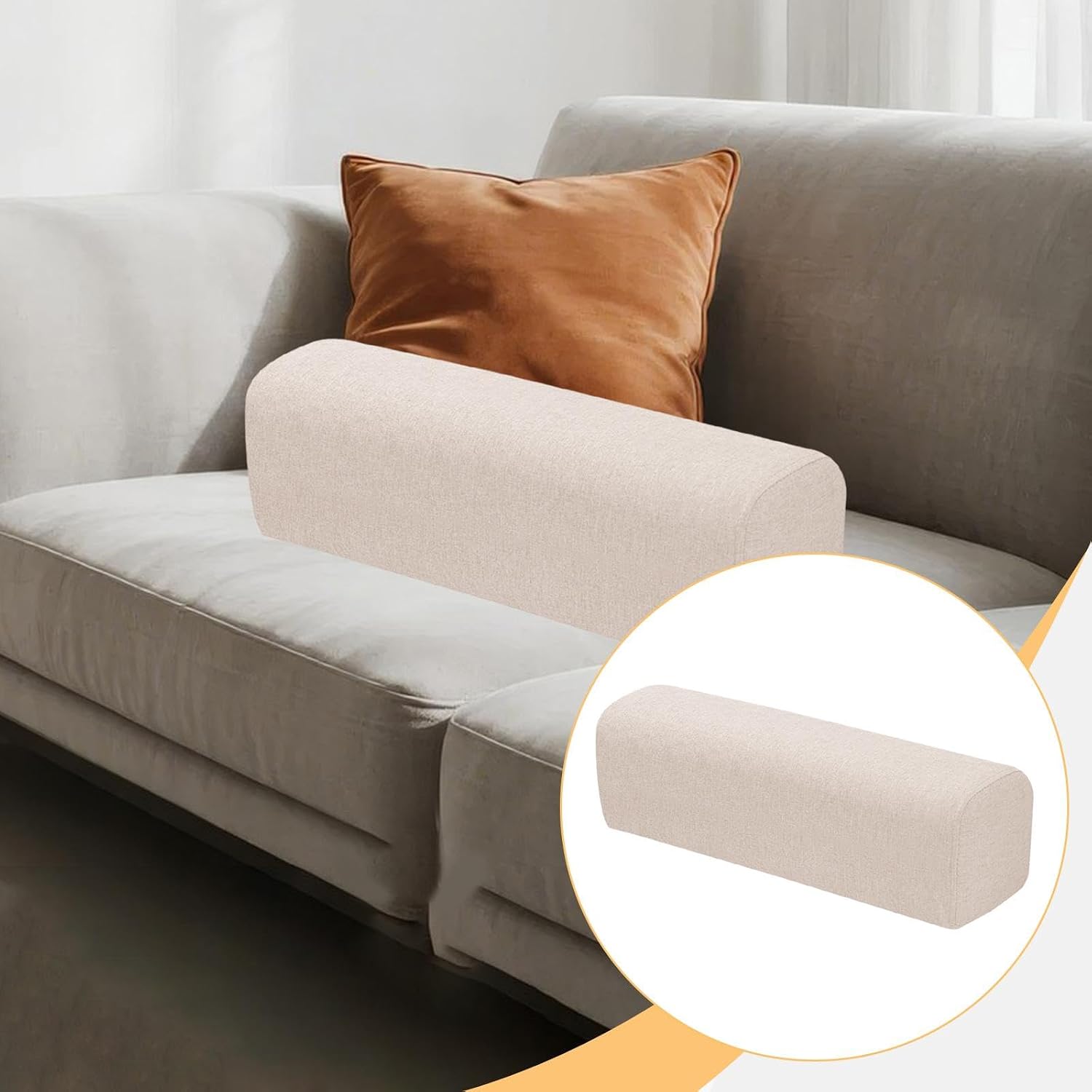Side Arm Rest Pillow Armrest Cushion Pad for Couch Home Living Room Playing Working, Beige