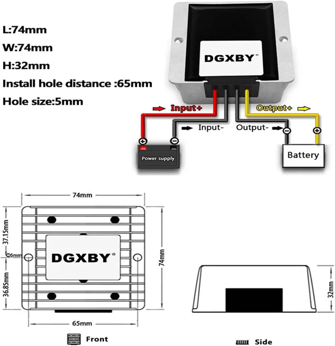 60V/72V/80V to 19V 5A 8A 10A 15A 25A DC Buck Module 30-96V to 19V Automotive Laptop Regulated Power Converter(60V72V to 19V 5A)