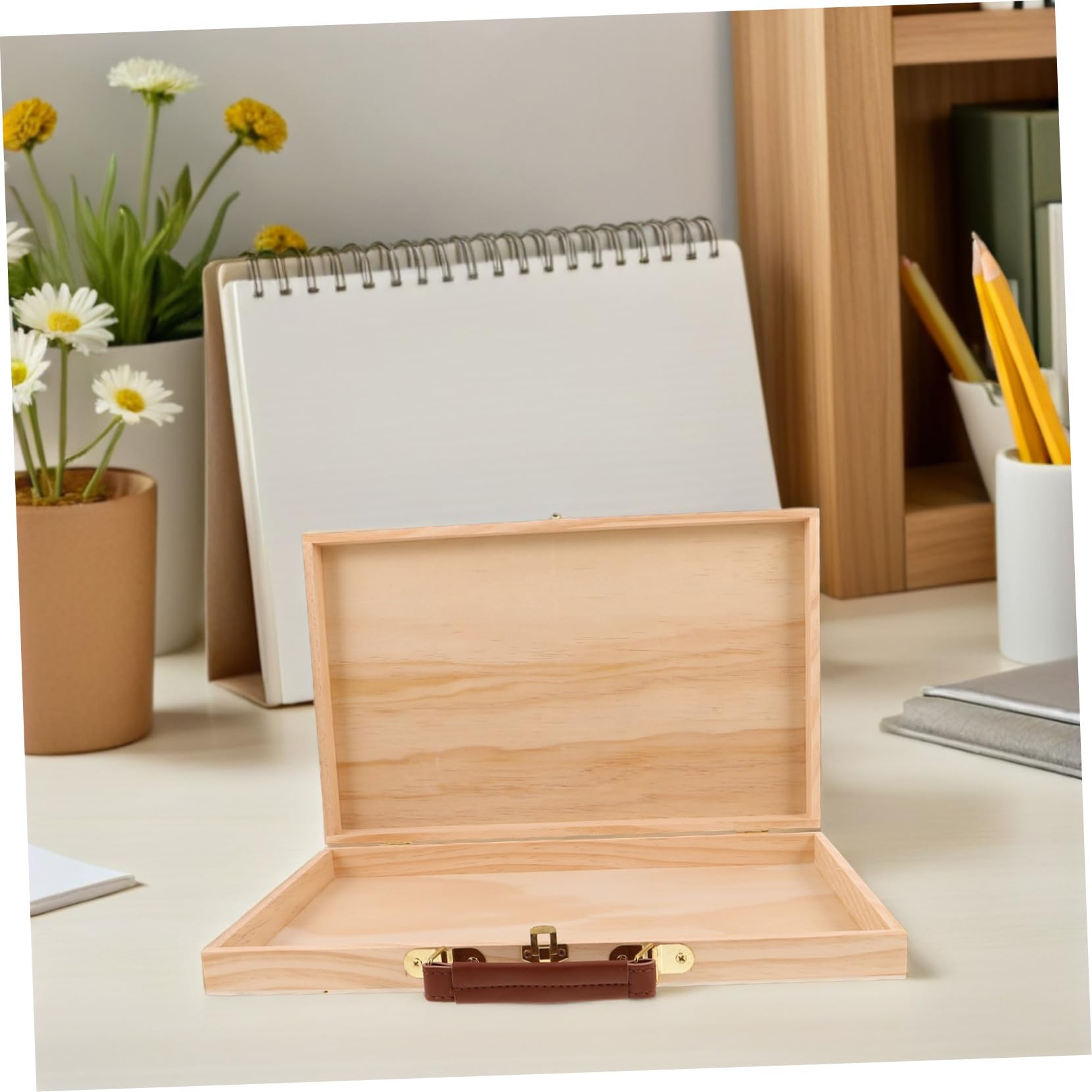 SOIMISS 2stücke Holzaufbewahrungsbox Tragbar für Künstlerbedarf Geeignet für Ölmalerei im Freien und Atelier mit Mehreren Fächern und Ergonomischem Tragegriff