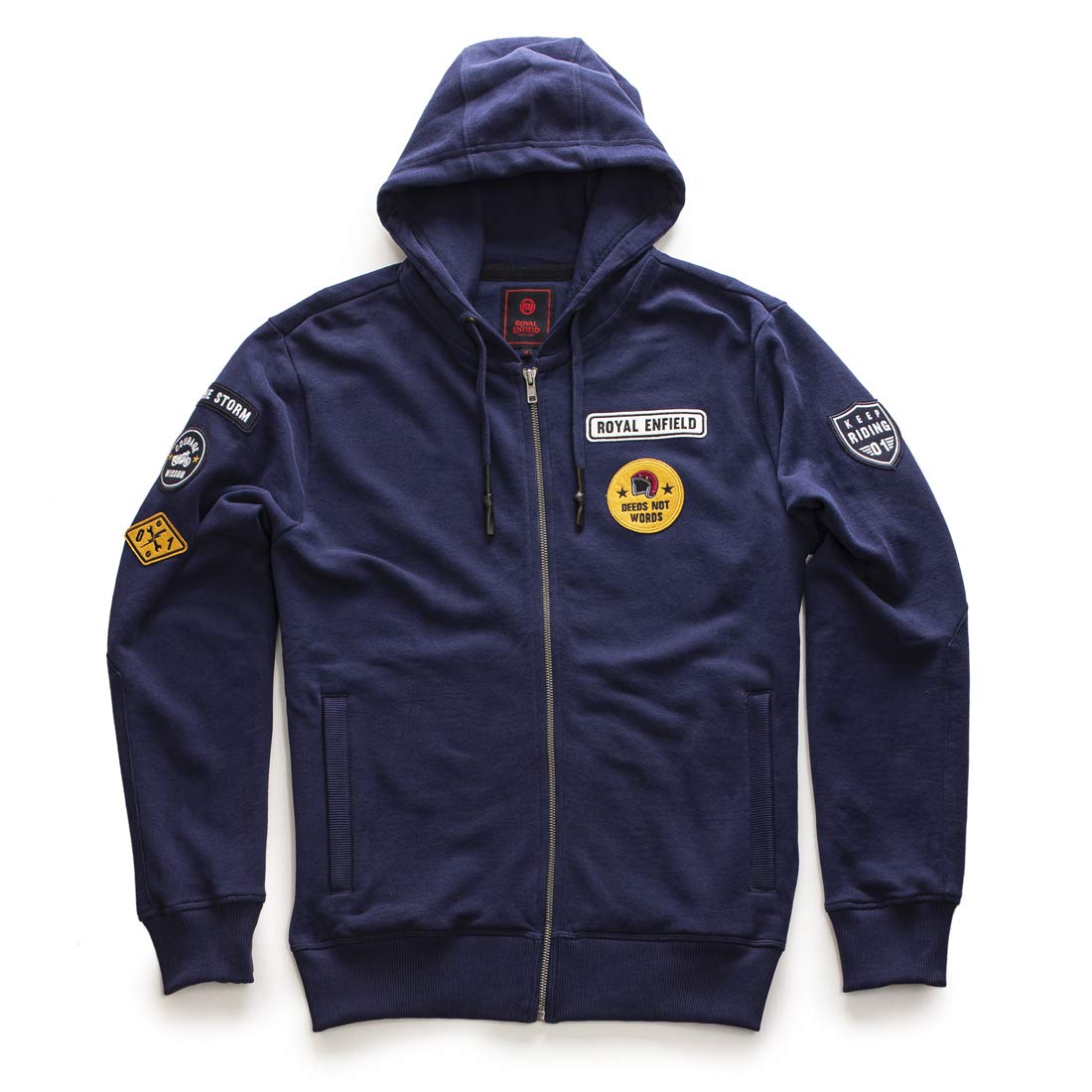 Royal Enfield Men's Cotton Hooded and Crew Neck Sweatshirt (RLASSL000063_NAVY_(L) 42 CM)