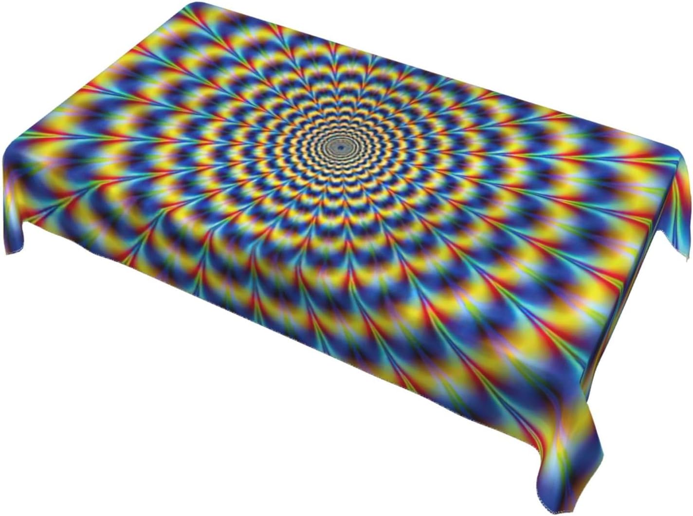 Stylish Rectangular Washable Spiral Optical Illusion GIF Print Tablecloth for Kitchen Wedding Party Dining Decorative