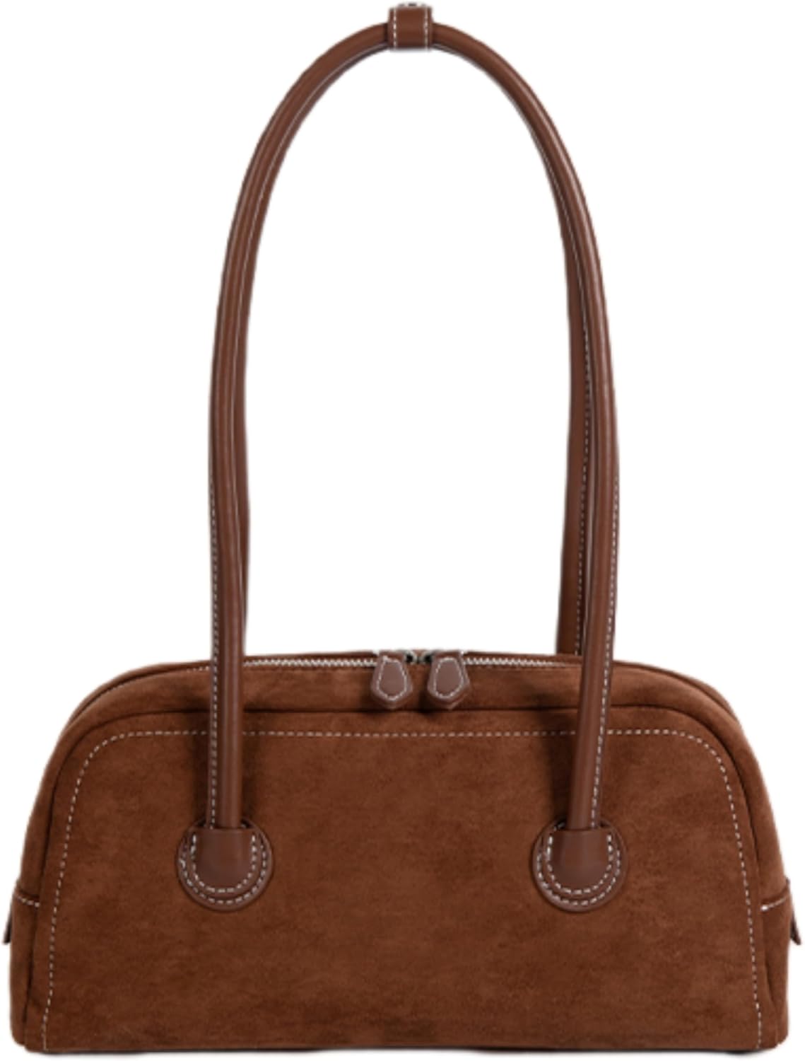 JOLLQUE Suede Shoulder Bag for Women,Vintage Small Top Handle Handbag,Trendy Retro Winter Autumn To Go Purse