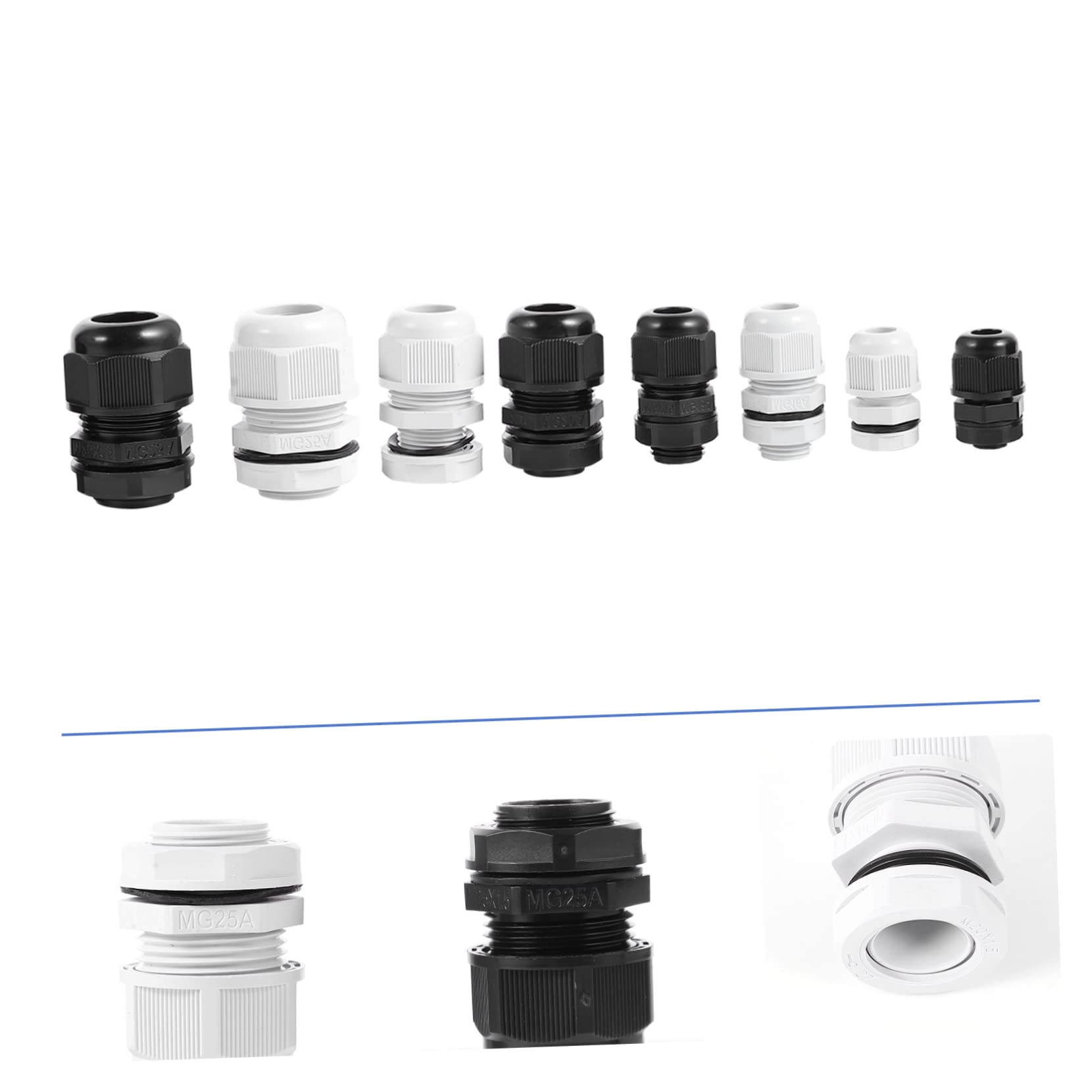 Prensaestopas Impermeables de Plástico 40 Piezas, Conector para Cables Eléctricos, Protege Cables y Juntas, Uso en Instalaciones