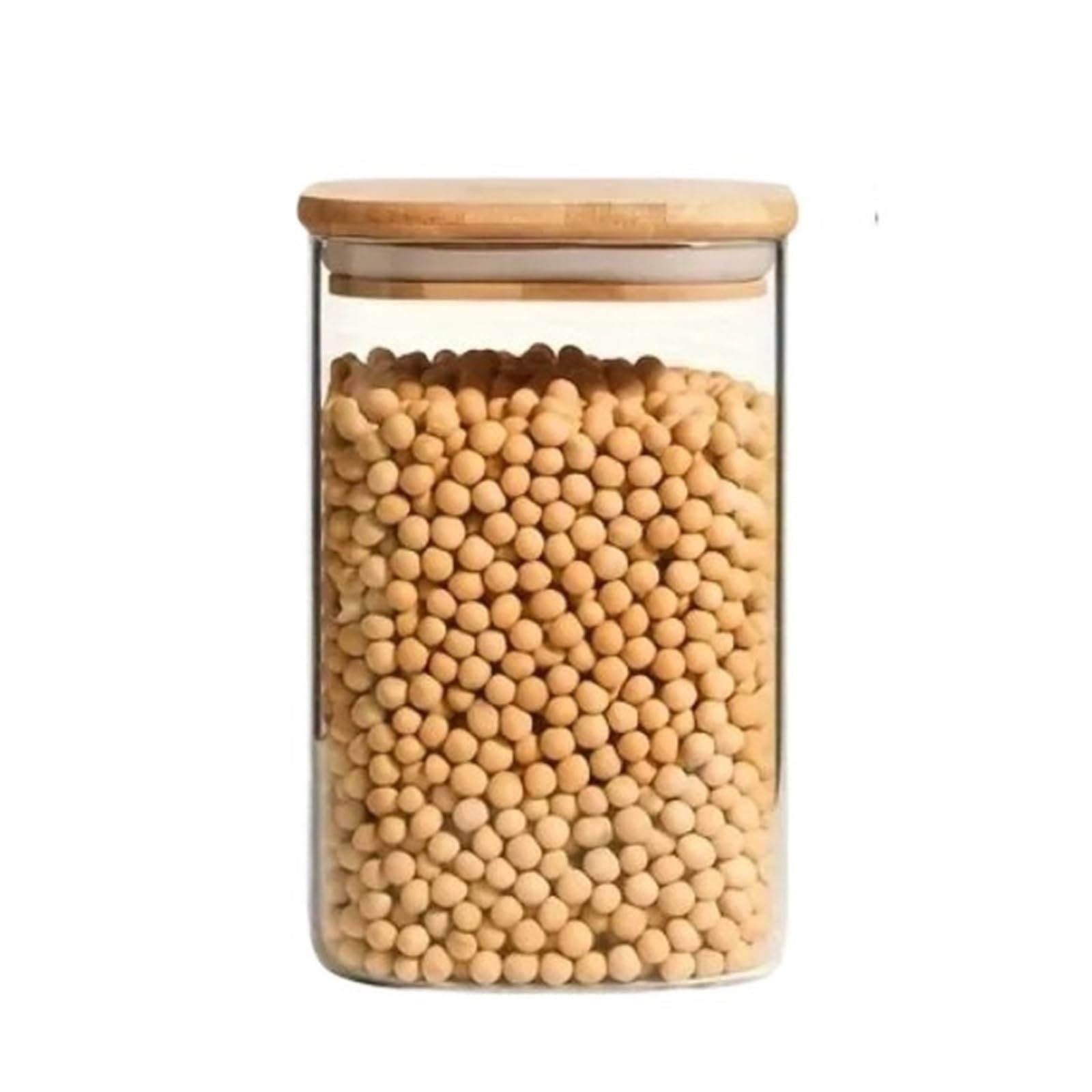 TVANTRUXIS Glass Jars with Lid, 4x540mL Clear Square Glass Sealed Jar Stackable Candies Biscuits DriedFruit Cereals Nuts