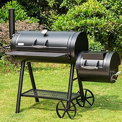 Sophia & William Heavy-Duty Charcoal Smoker Grills Extra Large Outdoor BBQ Gill with Offset Smoker, 941 SQ.IN. Cooking Area with Warming Tray,Push-out Ash Tray for Event Gathering, Black
